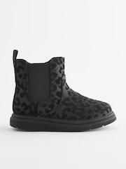 Black Sparkle Animal Print Chelsea Boots - Image 2 of 5