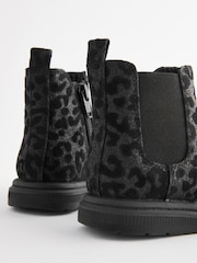 Black Sparkle Animal Print Chelsea Boots - Image 3 of 5