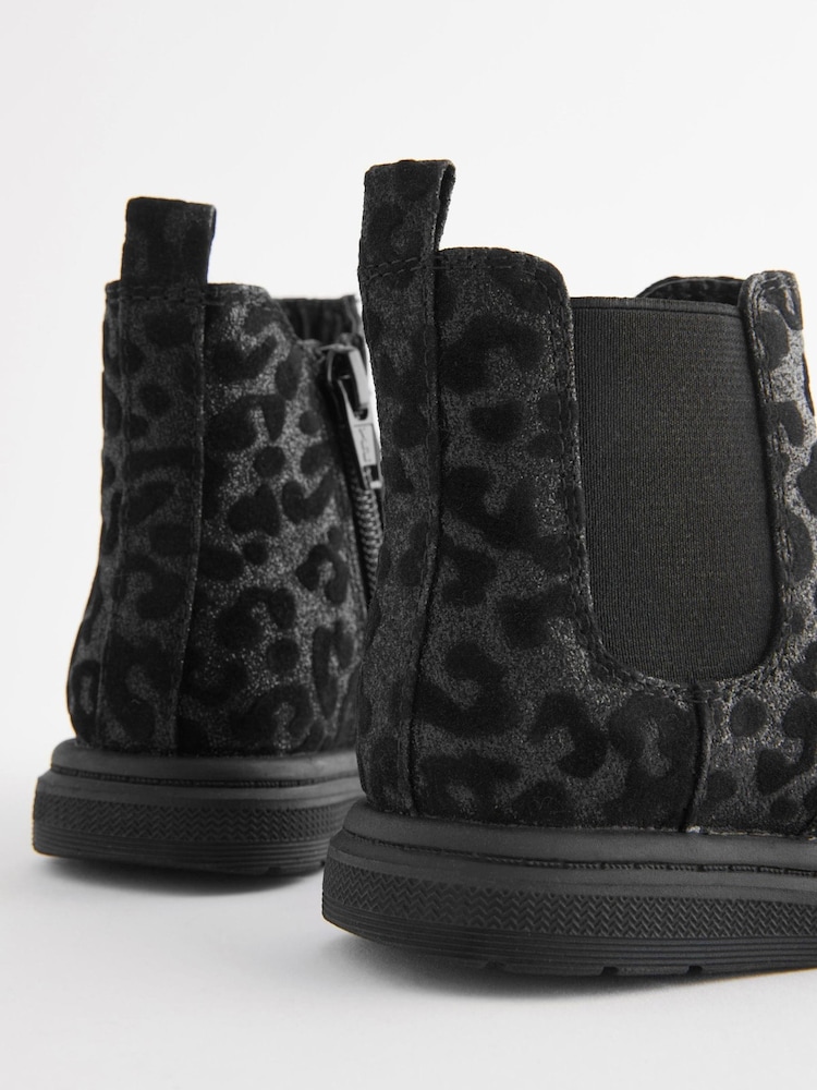 Buy Black Sparkle Animal Print Chelsea Boots from Next Belgium