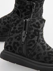 Black Sparkle Animal Print Chelsea Boots - Image 4 of 5