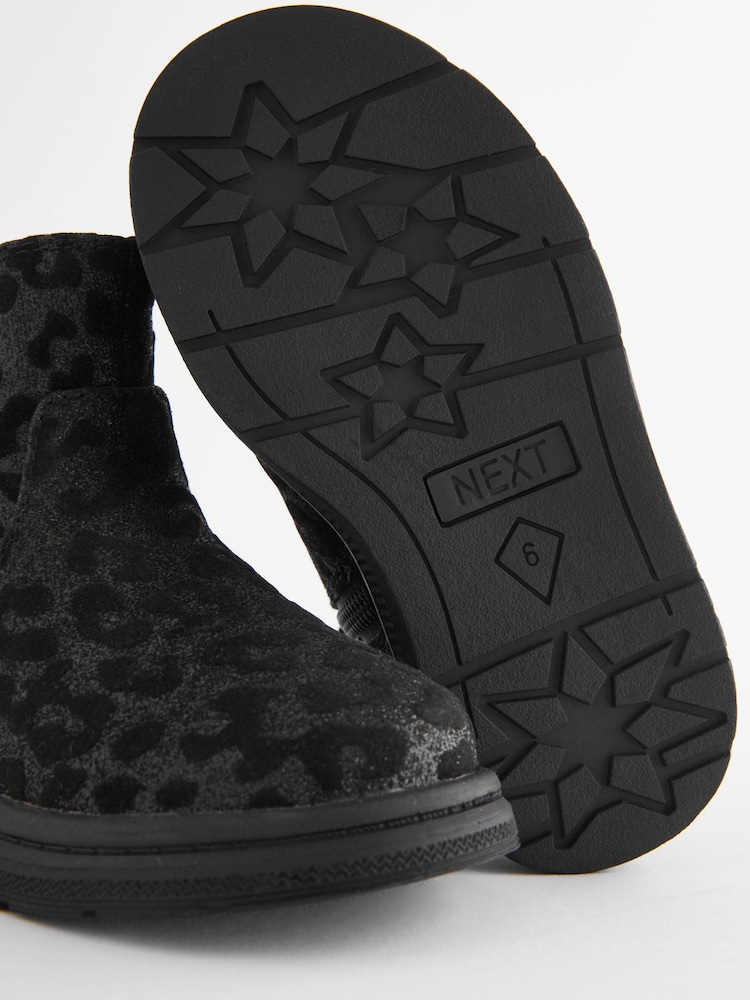 Black Sparkle Animal Print Chelsea Boots - Image 5 of 5 Black Sparkle Animal Print Chelsea Boots - Image 5 of 5