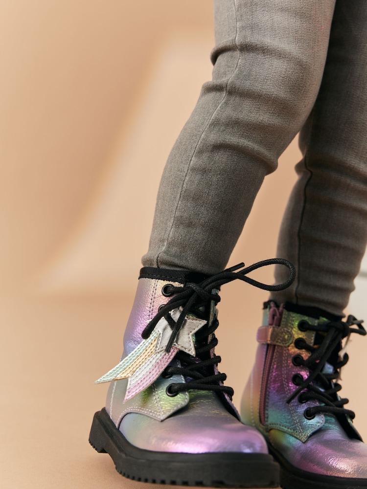 Rainbow Standard Fit (F) Warm Lined Lace-Up Boots - Image 1 of 8