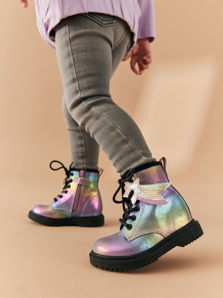 Regenbogenfarben - Warm gefütterte Schnürstiefel - Bild 2 von 8 Regenbogenfarben - Warm gefütterte Schnürstiefel - Bild 2 von 8