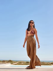 Chocolate Brown Rochelle Sheer Beach Trousers - Image 3 of 7