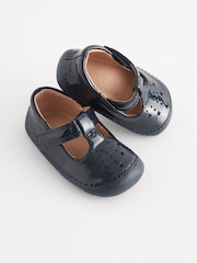 Bleu marine verni - Chaussures bébé style salomé - Image 1 de 5