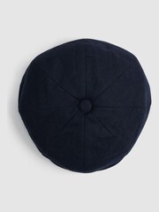 Reiss Navy Arbor Linen Baker Boy Cap - Image 3 of 4