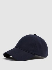 Reiss Navy Dawson Cotton-Linen Blend Baseball Cap - Image 1 of 4