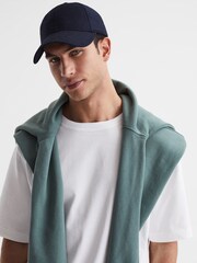 Reiss Navy Dawson Cotton-Linen Blend Baseball Cap - Image 2 of 4