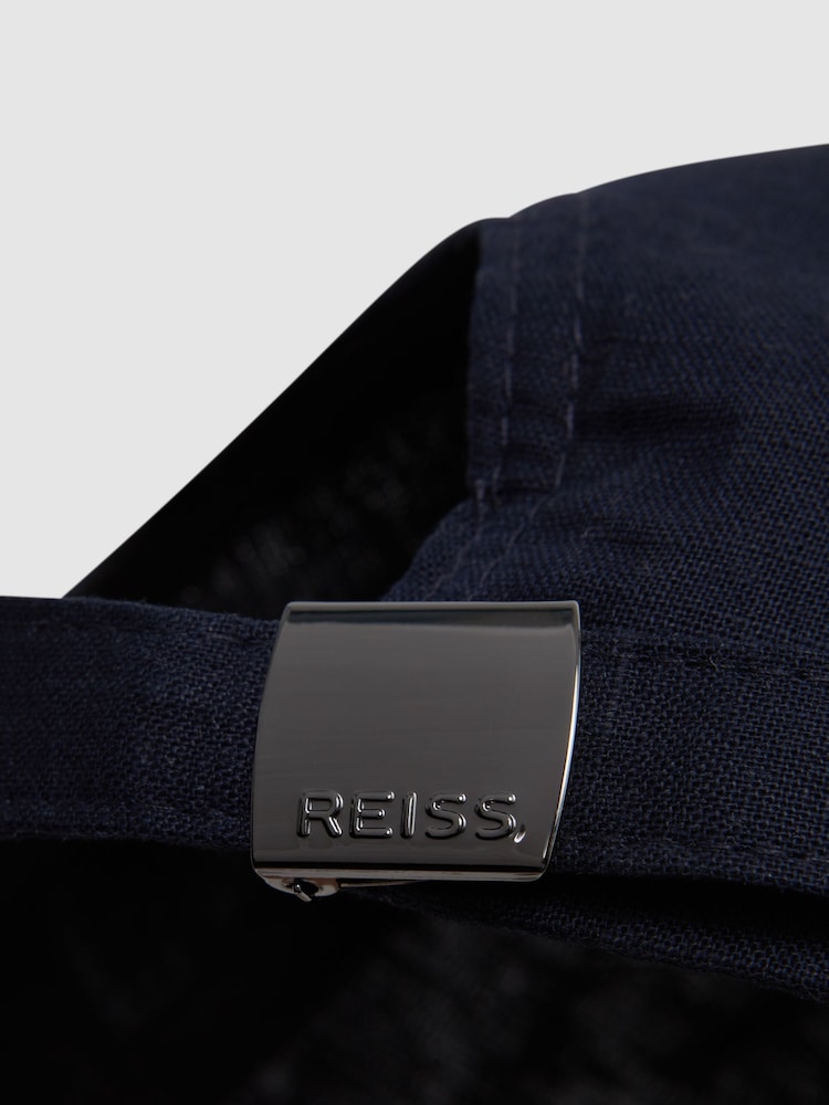 Reiss Navy Dawson Cotton-Linen Blend Baseball Cap - Image 4 of 4