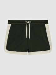 Reiss Bottle Green/White Surf Drawstring Contrast Swim Shorts - Image 2 of 7