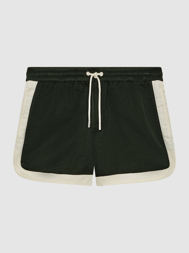 Reiss Bottle Green/White Surf Drawstring Contrast Swim Shorts - Image 2 of 7