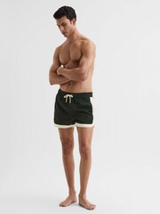 Reiss Bottle Green/White Surf Drawstring Contrast Swim Shorts - Image 3 of 7