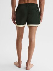 Reiss Bottle Green/White Surf Drawstring Contrast Swim Shorts - Image 5 of 7