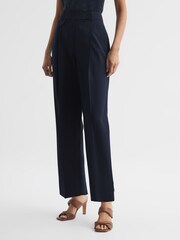 Reiss Navy River High Rise Cropped Tapered Trousers - Image 1 of 7