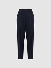 Reiss Navy River High Rise Cropped Tapered Trousers - Image 2 of 7