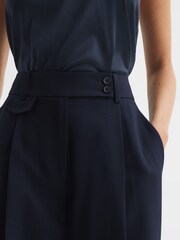 Reiss Navy River High Rise Cropped Tapered Trousers - Image 4 of 7