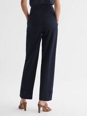 Reiss Navy River High Rise Cropped Tapered Trousers - Image 5 of 7