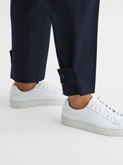 Reiss Navy River High Rise Cropped Tapered Trousers - Image 7 of 7