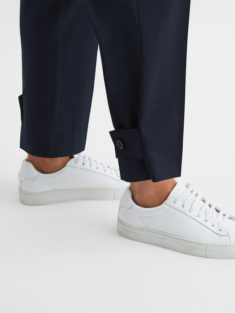 Reiss Navy River High Rise Cropped Tapered Trousers - Image 7 of 7 Reiss Navy River High Rise Cropped Tapered Trousers - Image 7 of 7