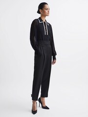 Reiss Black River High Rise Cropped Tapered Trousers - Image 3 of 5