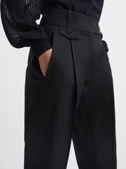 Reiss Black River High Rise Cropped Tapered Trousers - Image 4 of 5