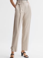 Reiss Stone River High Rise Cropped Tapered Trousers - Image 1 of 7
