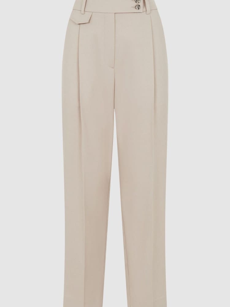 Reiss Stone River High Rise Cropped Tapered Trousers - Image 2 of 7 Reiss Stone River High Rise Cropped Tapered Trousers - Image 2 of 7