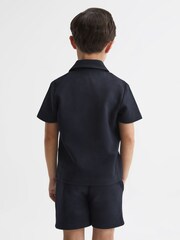 Reiss Navy Koen Junior Short Sleeve Cuban Collar Shirt - Image 5 of 6