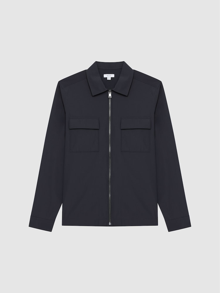 Reiss Black Pump Technical Pocket Zip Through Jacket - Image 2 of 5