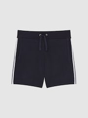 Reiss Navy Colton Senior Side Stripe Drawstring Shorts - Image 2 of 7