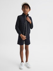 Reiss Navy Colton Senior Side Stripe Drawstring Shorts - Image 6 of 7