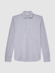 Reiss Grey Melange Saxon Slim Fit Pique Cotton Shirt - Image 2 of 6