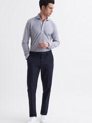 Reiss Grey Melange Saxon Slim Fit Pique Cotton Shirt - Image 3 of 6
