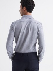 Reiss Grey Melange Saxon Slim Fit Pique Cotton Shirt - Image 5 of 6