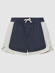 Reiss Navy/Ecru Surf Junior Drawstring Contrast Swim Shorts - Image 2 of 7