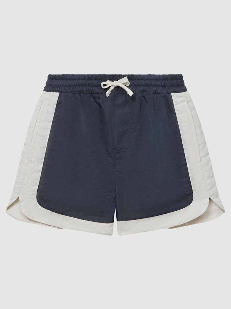 Reiss Navy/Ecru Surf Junior Drawstring Contrast Swim Shorts - Image 2 of 7