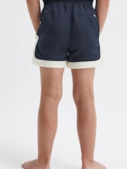Reiss Navy/Ecru Surf Junior Drawstring Contrast Swim Shorts - Image 5 of 7