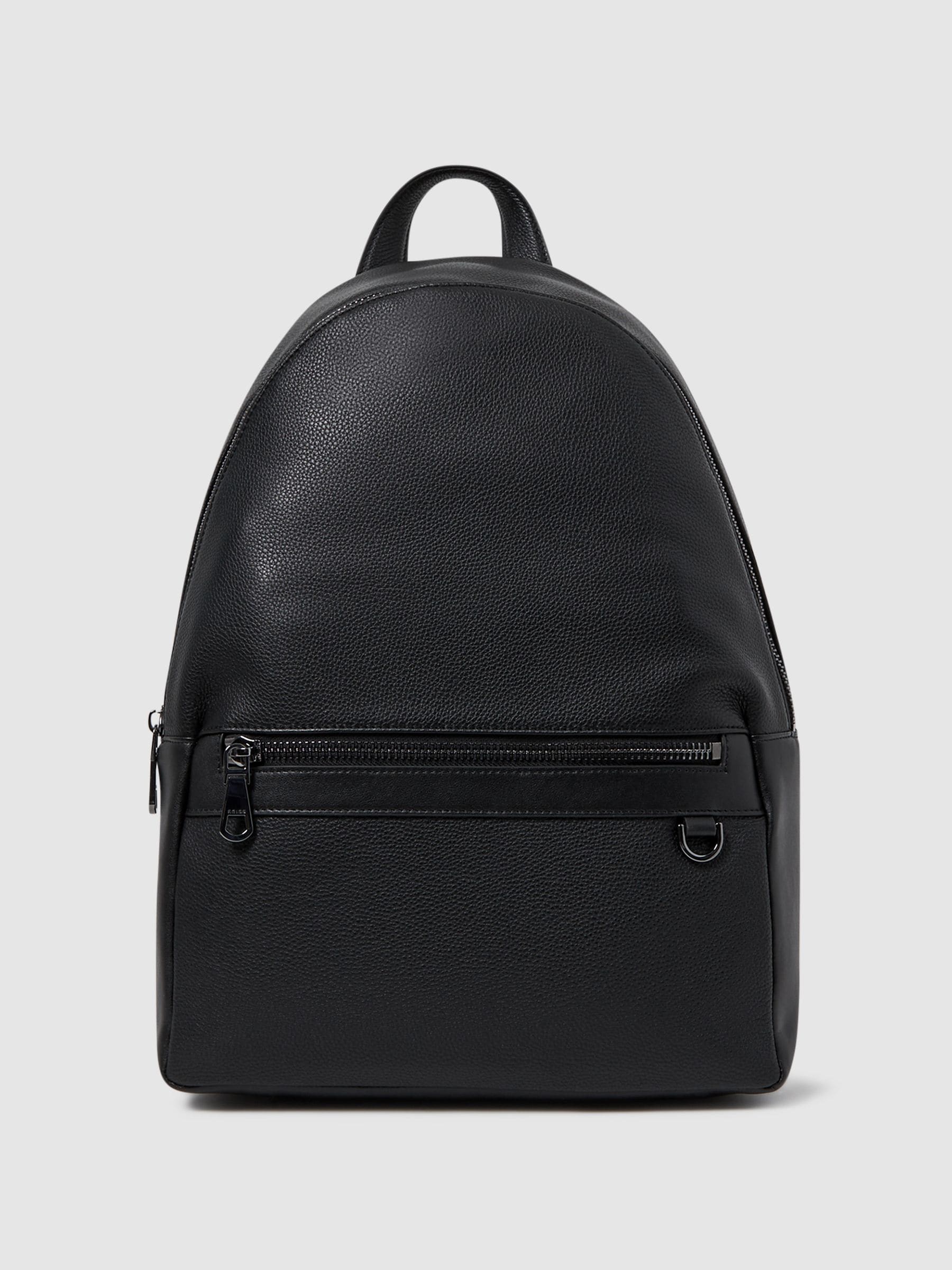 Buy Reiss Black Drew Leather Zipped Backpack from Next Luxembourg