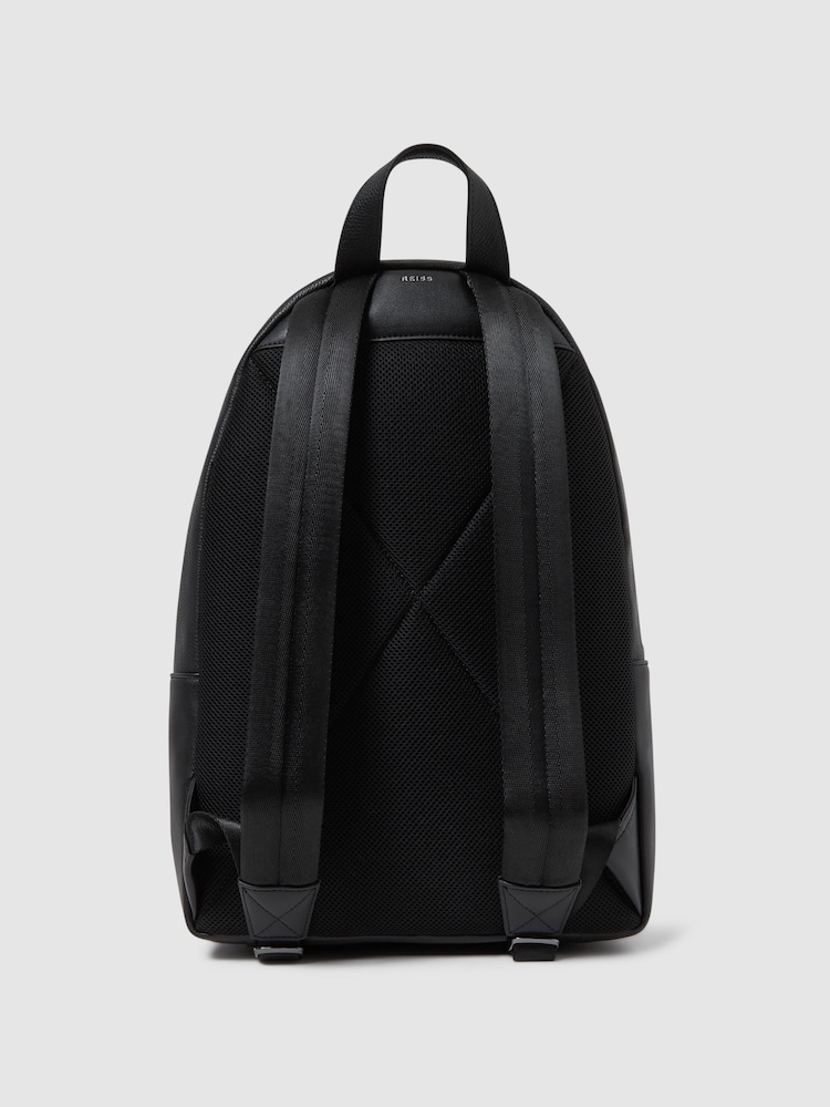 Reiss Black Drew Leather Zipped Backpack - Image 5 of 5 Reiss Black Drew Leather Zipped Backpack - Image 5 of 5