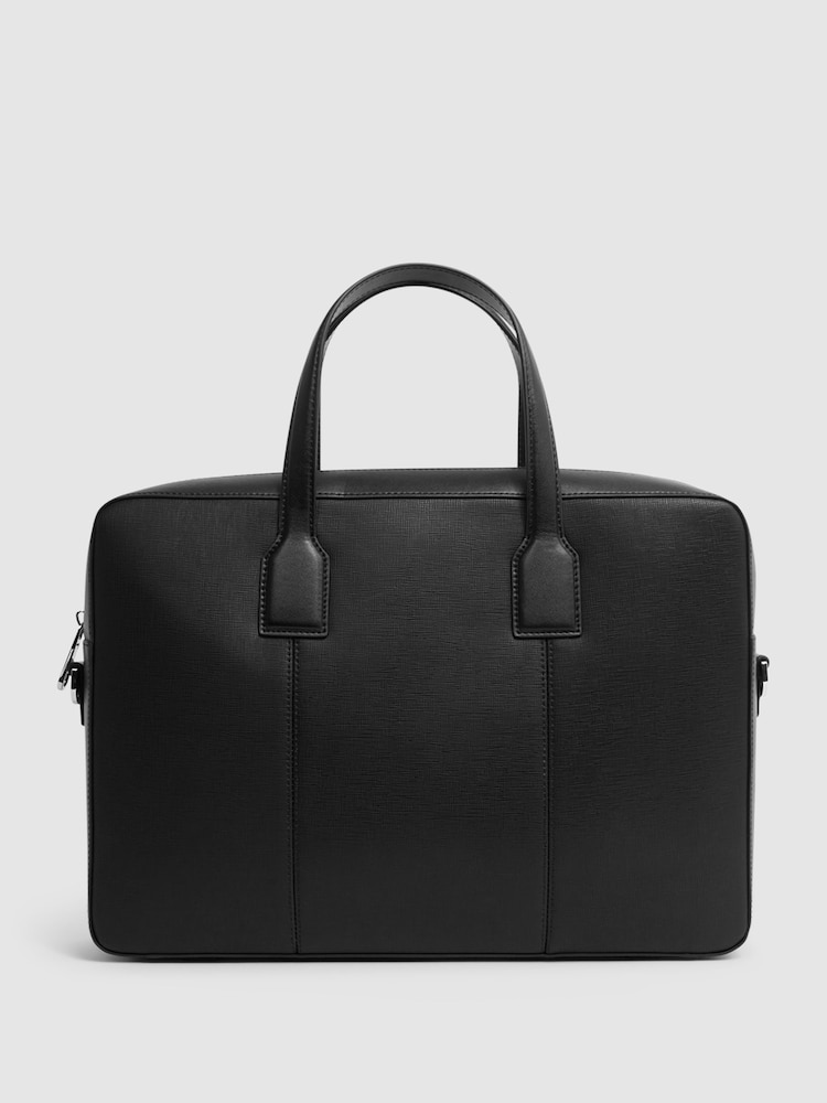 Reiss Black Dominik Leather Briefcase - Image 1 of 6