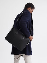 Reiss Black Dominik Leather Briefcase - Image 4 of 6