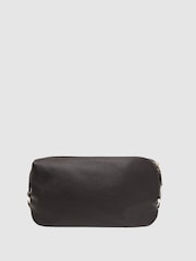 Reiss Chocolate Cole Leather Washbag - Image 1 of 4