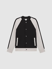 Reiss Navy/Ecru Giles Long Sleeve Interlock Bomber Jacket - Image 2 of 6