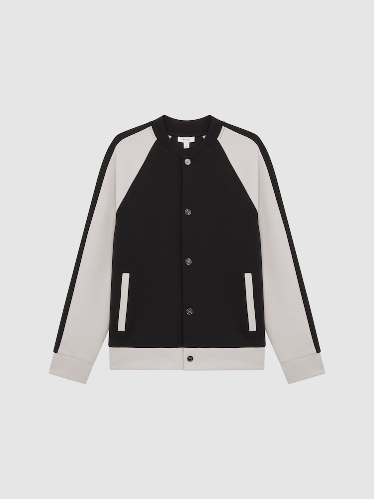 Reiss Navy/Ecru Giles Long Sleeve Interlock Bomber Jacket - Image 2 of 6