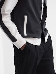 Reiss Navy/Ecru Giles Long Sleeve Interlock Bomber Jacket - Image 4 of 6