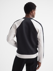 Reiss Navy/Ecru Giles Long Sleeve Interlock Bomber Jacket - Image 5 of 6