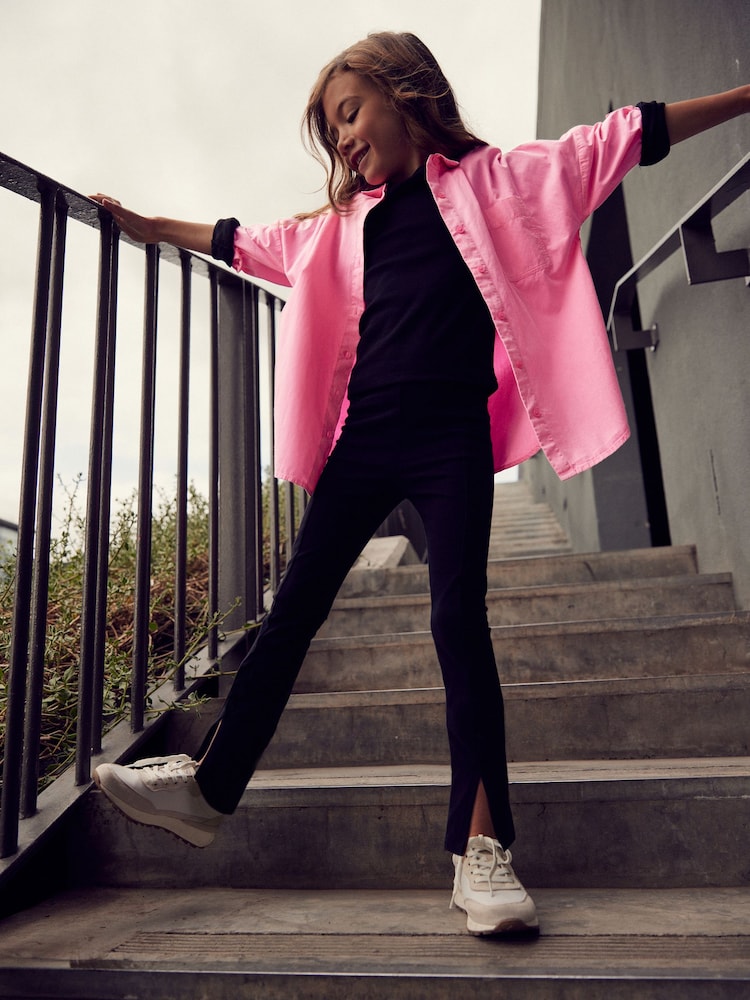 Black Soft Jersey Split Front Leggings (3-16yrs) - Image 1 of 6