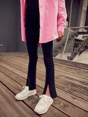 Black Soft Jersey Split Front Leggings (3-16yrs) - Image 4 of 6