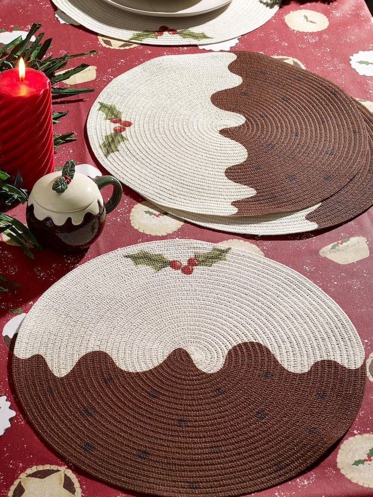 Set of 4 Natural Christmas Pudding Placemats - Image 1 of 2