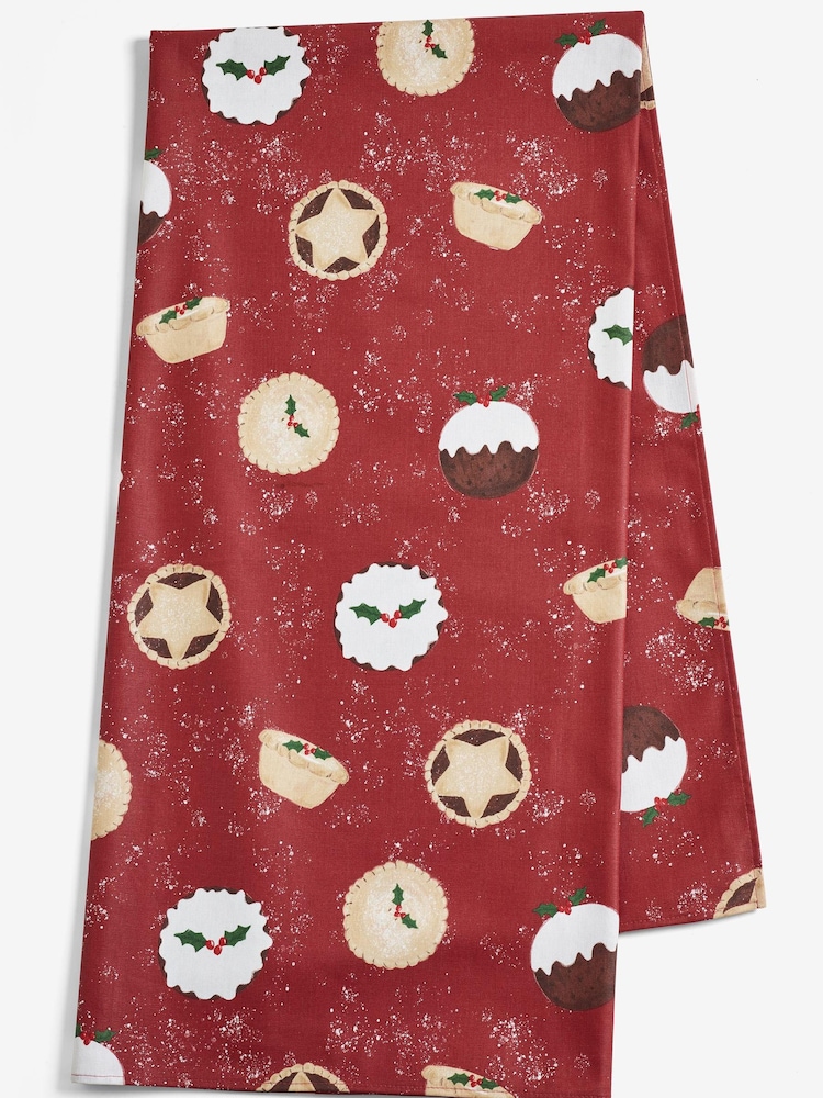 Red Christmas Pudding and Pie Wipe Clean Table Cloth - Image 3 of 3